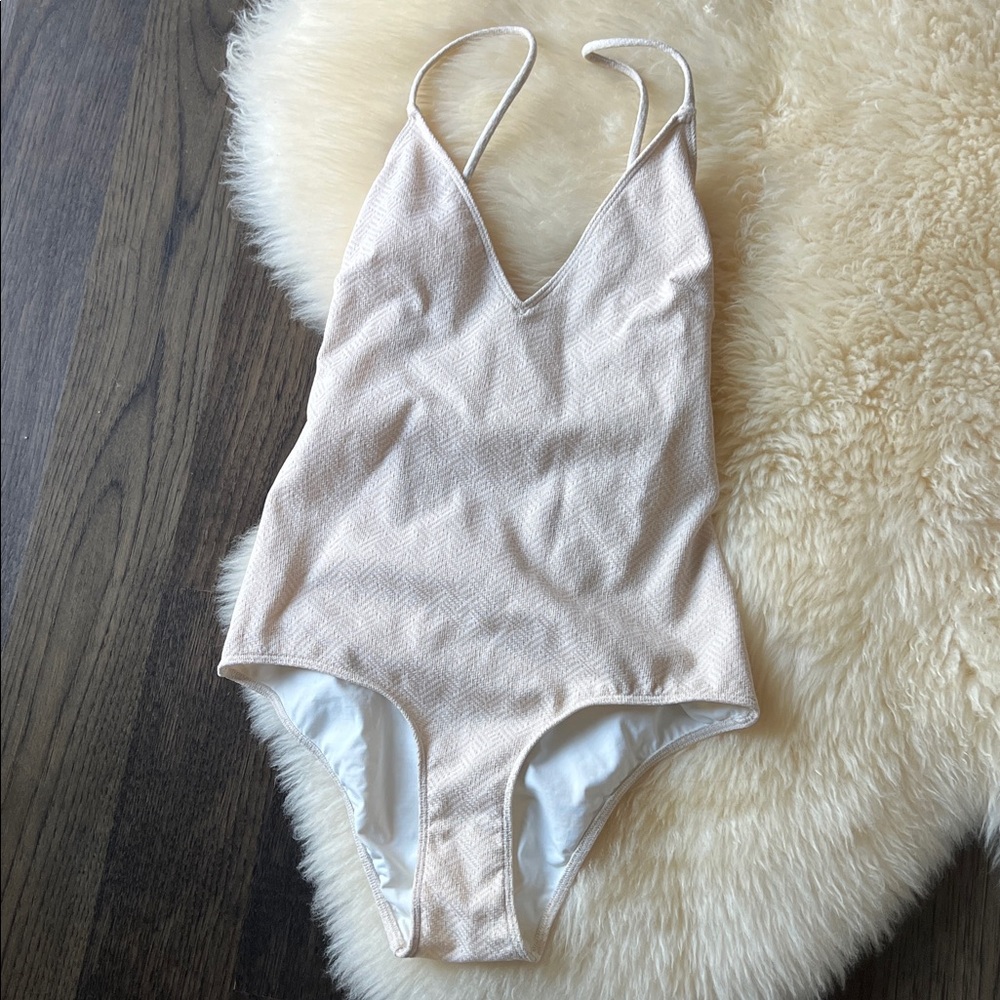 Sezane One Piece Lete Sauvage Ecru Cream Gold Swimsuit Size 38/6 - Picture 2 of 5